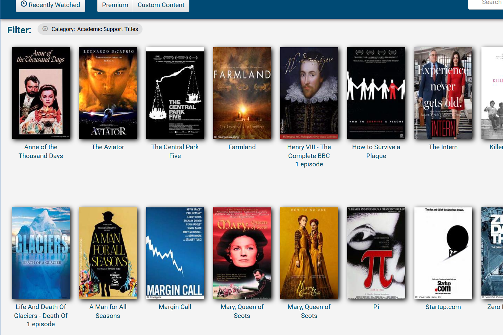 Movie listing